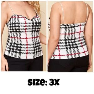 NWOT, Plus Size Plaid Spaghetti Strap Top